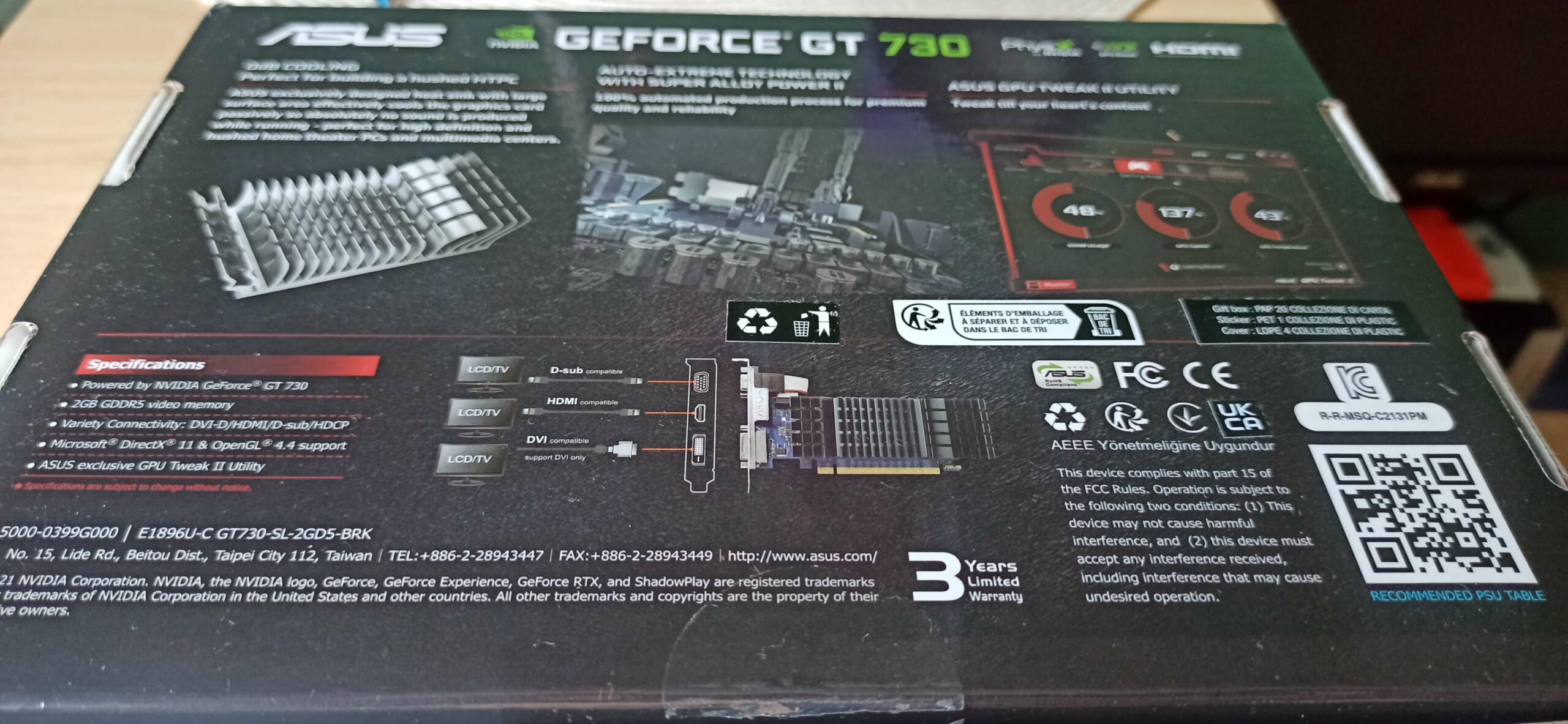 asus geforce gt 730 sl 2gd3 brk