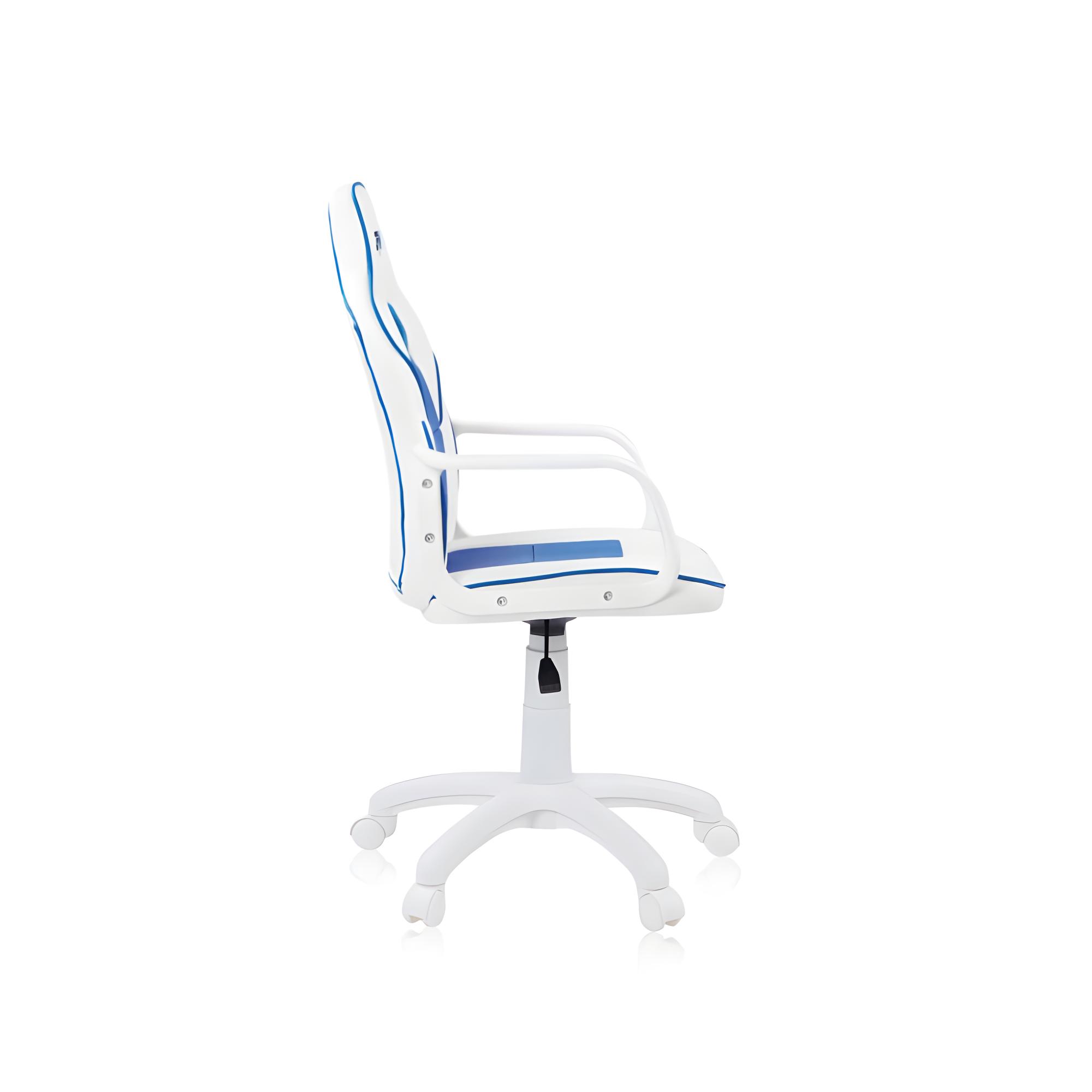 silla gaming azul y blanca
